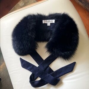 MaxMara Midnight Blue Fur Cashmere Collar